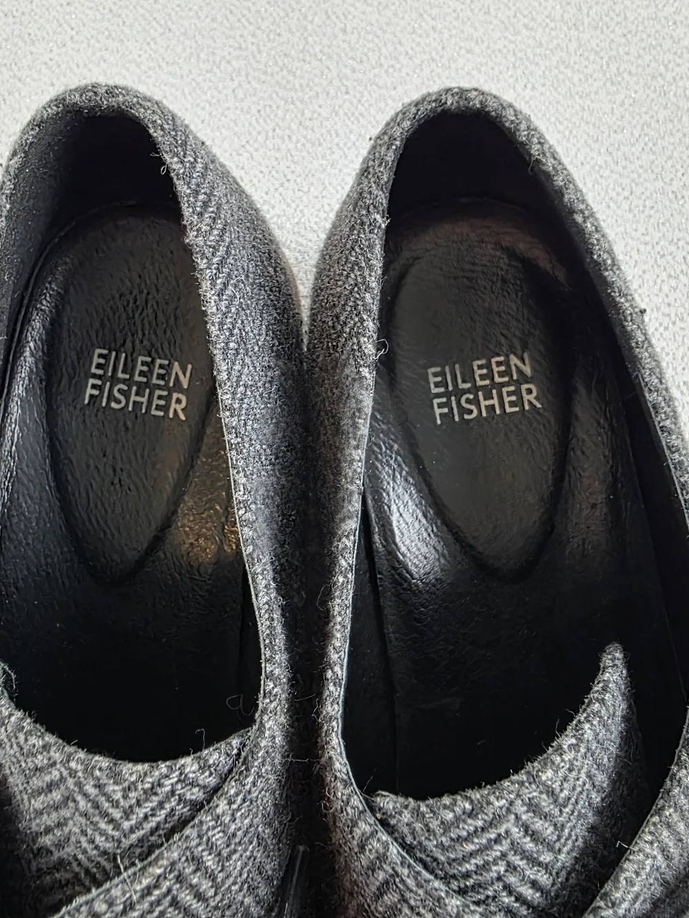Eileen Fischer Grey Herringbone Lace-Up Platform Oxfords Wmn's 10